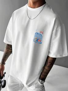 Men's Summer. 100% Cotton. Men's Graphic T-Shirts. New Men's T-Shirt, Short-Sleeved T-Shirt With A Japanese-Style Tokyo-Themed Print. Oversized Summer T-Shirt. - 白色 - 查看 2