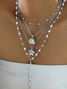 4-Piece Pearl Flower Shell Tassel Pendant Necklace Set With Fashionable And Versatile Accessories - Seashell Flower - View 1