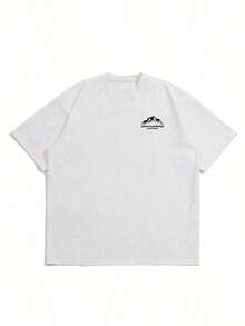 Men's Casual Short-Sleeved T-Shirt With Crew Neck, Mountain Pattern And Summer Slogan - 魏斯 - 查看 6