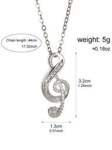 1 chiếc vòng cổ mặt dây chuyền hình nốt nhạc tối giản thanh lịch đính đá. - ghi chú - Xem 9