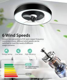 Aigostar Ventilador de Techo con Luz y Compatibilidad con Alexa – 40W, 4400LM, temperatura regulable de 2700K a 6500K. Incluye mando a distancia y gateway. Control por voz con Alexa, 6 velocidades de ventilador, diámetro de 50 cm - CCT - Ver 7