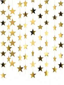288pcs/8sets Shiny Ribbon Decorations, Sparkling Backdrop Banners, Suitable For Graduation Ceremony, Wedding, Baby Shower, Birthday Party (Gold), Back To School, Valentine's Day - Multicolor - View 2