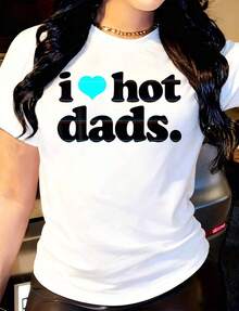 Women's Funny I Love Hot Dads Top For Hot Dad Joke I Heart Hot Dads T-Shirteras De Mujer - 白色 - 查看 6