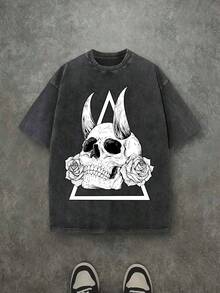 New 2026 Model, 100% Washed Cotton, Urban Casual Style, Suitable For Parties Or Festivals, Soft And Breathable Fabric, Modern Print Design, Unisex, Lightweight And Comfortable To Wear, Vintage Fashion Design. - 黑色 - 查看 1