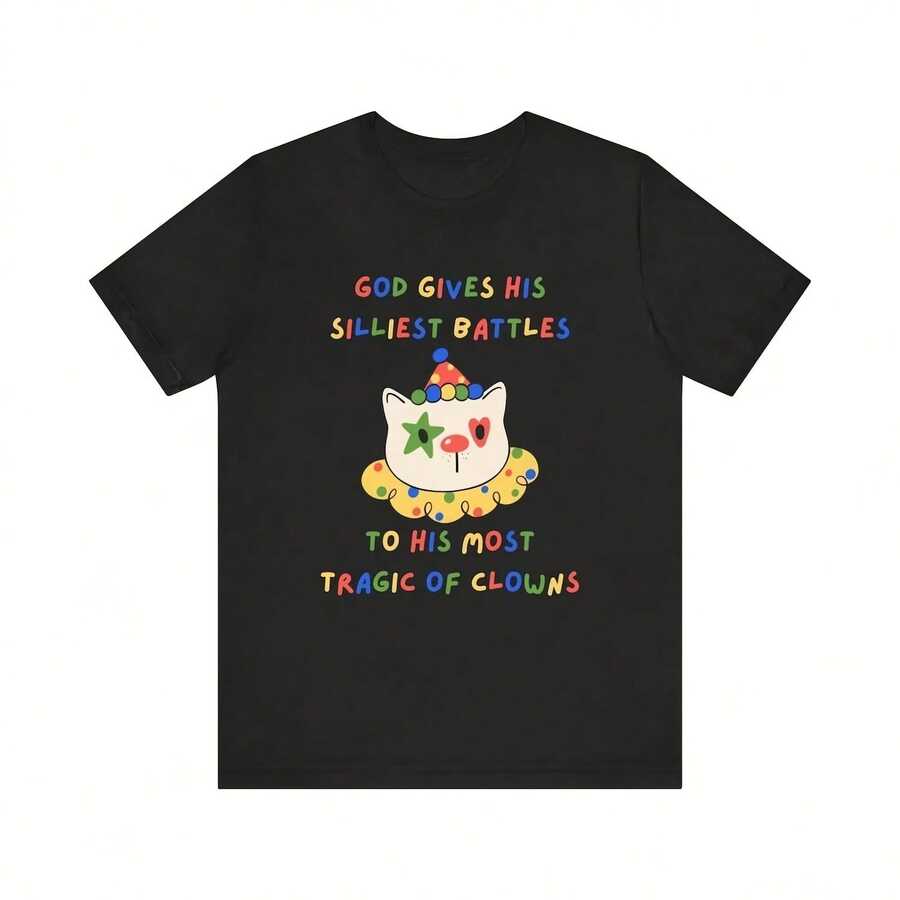 Oversized Clowncore Shirt, Funny Meme Hirt, Kiore Clothes, Cat Themed Gif, Weird Core Tee, Shir That Go Hard, Gift For Clown Lover, Uinged220G Heavyweight 100% Cotton T-Shirt.  With Butterfly Print Pattern, Suitable For Girls And Women Short Sved Round Neck Inspirational Shirt, Cute Aesthetic Y2K Style Summer Top, Suitable For Outdoor, Family, Work Or Street Wear Casual Loose Daily T-Shirt - 黑色 - 查看 1
