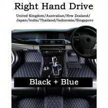 适用于宝马 E92 2006~2013 的高级豪华 PU 皮革全覆盖汽车脚垫,防水、防滑、防污、耐用,全黑地毯 - 彩色 - 查看 10