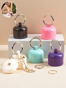 3pcs/1pc Portable Jewelry Storage Box, Necklace, Bracelet, Ring, Jewelry Box, Travel Jewelry Case, Key Chain Container, Portable Ring Storage Key Chain, Women Travel Ring Storage Key Chain, Earring And Ring Small Round Metal Box, Outdoor Travel Convenient Jewelry Storage, Home Decor - Multicolor - View 1