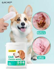 GJYC PET 20pcs Dog Ear Cleaning Wet Wipes, Soft & Easy To Clean Ear For Dogs & Cats, Non-Irritating - White - View 2
