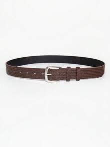 1pc Women's Retro Buckle Leather Belt, Suitable For Autumn/Winter Everyday Wear - Brown - View 3
