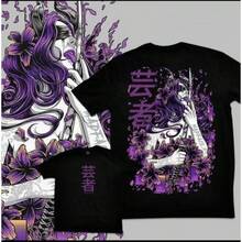 Unisex Black T-Shirt, 100% Unwashed Cotton, A320 Geisha Design With Hannya Mask, Anime And Samurai Style, Streetwear Aesthetic Fashion, Casual Wear For Men And Women, Perfect For Daily Wear And Gifts, Sizes S To 3XL - 白色 - 查看 2