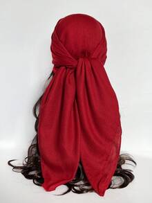 1pc Solid Color Silk Scarf For Women, Soft Lightweight Square Headscarf, Multi-Use Neck Scarf, Hair Bandana, Beach Shawl, Turban Wrap, Handbag Accessory, Available In Black, White, Red, Green, Brown, Pink - Multicolor - View 23