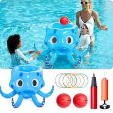 Sloosh - Juguetes de piscina, juego inflable 2 en 1, juego de flotador acuático, anillo de baloncesto de pulpo, juego de natación al aire última intervensión, juegos de piscina flotante para niños y - como en la imagen - Ver 7