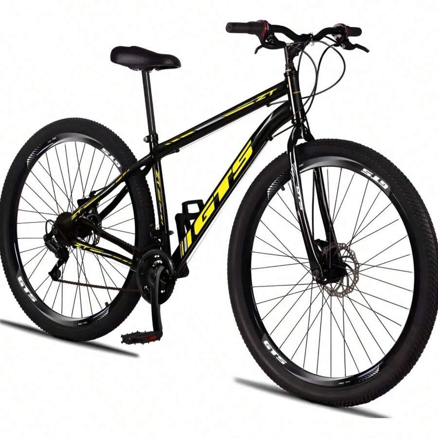 GTS ZT 29-Inch Steel Bicycle, 21 Speeds, Disc Brakes - Black/White - Size 17 - 黃色的 - 查看 1
