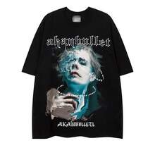 100% Pure Cotton Short-Sleeved T-Shirt, American Urban Style, Durable, For Men And Women, Loose And Versatile Summer Top For Couples. - 黑色 - 查看 2