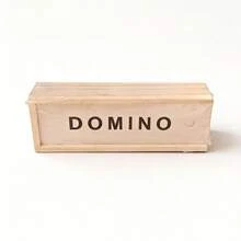 Juego de dominó 28 piezas caja de madera fichas plástico blanco y negro diseño clásico portátil resistente entretenimiento familiar juegos de mesa recreativo regalo para niños y adultos uso doméstico viaje reuniones diversión tradicional - Negro - Ver 3