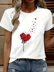 Bestselling, Versatile, And Figure-Flattering Pure Cotton Short-Sleeve T-Shirt. A Great Style, Newly Launched In 2026. A Loose-Fitting Plus-Size Top With A Unique Summer Design. This 100% Pure Cotton, Thick, Black And White T-Shirt Features A  Graphic And Letter Print. A Unisex Short-Sleeve Style. A New Arrival For Spring, Summer, And Fall. Breathable And Comfortable, With A Simple And Versatile Streetwear Style, Perfect For Matching Couple Outfits. - 白色 - 查看 12