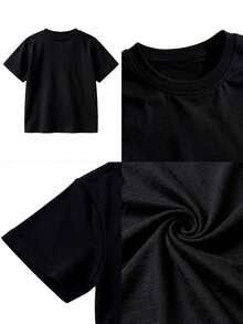 Unisex Children's T-Shirt With A Colorful Geometric Star Pattern, Perfect For Everyday Casual Wear And Back To School. Comfortable And Relaxed Casual T-Shirt That Feels Great Against The Skin. - 黑色 - 查看 7