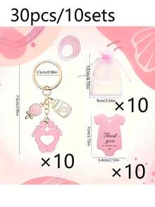 30pcs/15pcs Set Cute Footprint Keychain Gift Set - Includes 10pcs/5pcs Baby Bottle Shaped Footprint Keychains, 10pcs/5pcs Drawstring Bags, And 10pcs/5pcs "Thank You" Cards. This Creative And Charming Set Makes A Perfect Party Favor Or Souvenir, Suitable For Various Occasions Such As Birthday Parties, Baby Showers, Gender Reveal Parties, Baby Showers, Weddings, Themed Parties, Anniversaries, Etc. - One Size Fits All - View 11