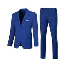 Royal Blue Slim Fit Men's Suit 2 Piece Modern Tuxedo Set With Notch Lapel Wedding Business Party  Formal Blazer Jacket  Dress Pants  Suits For Men Groomsmen Prom, Evening Attire,Formal Gentleman Outfits - 寶藍色 - 查看 8