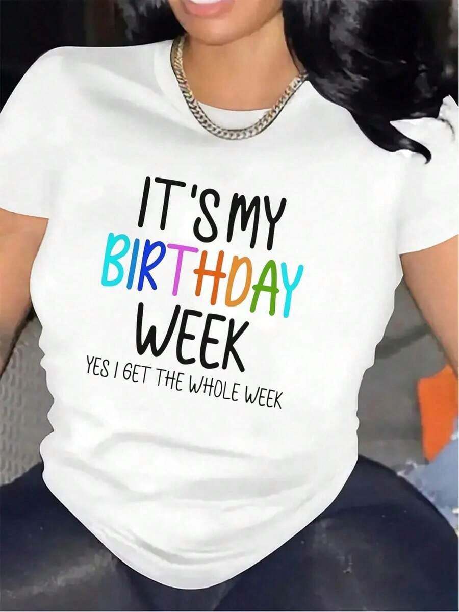 Camiseta de Cumpleaños para Mujer - Camiseta Divertida con Frase de Cumpleaños, Ropa Ligera de Poliéster para Fiesta de Cumpleaños, Idea de Regalo Creativa para Mujer - Ropa de Cumpleañosblusas para mujer>ropa - Blanco - Ver 1
