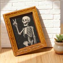 1 pieza Marco de madera Imán de refrigerador, Pegatina de refrigerador con patrón de calavera - Adecuado para el hogar, la oficina, la sala de estudio Decoración del refrigerador - ¡Imán de refrigerador! - Unitalla - Ver 2