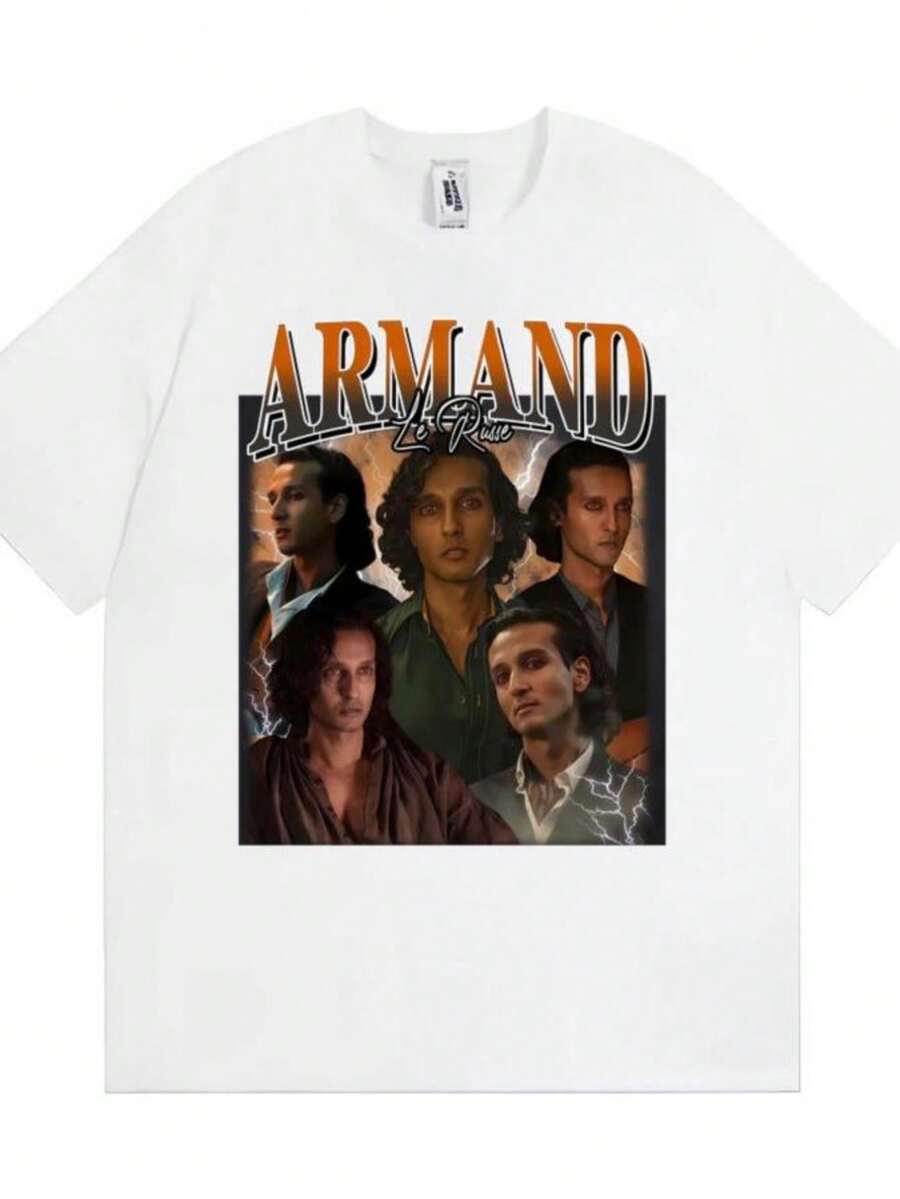 Women's Blouses Armand Le Russe Assad Zaman Movie Vampire Retro Graphic T Shirts Men Women Gothic Streetwear T-Shirts High Quality Loose T Shirt - 白色 - 查看 1