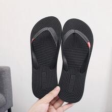 男士人字拖，高端防滑防臭人字拖凉鞋，时尚橡胶户外厚底沙滩拖鞋 - 黑色 - 查看 5