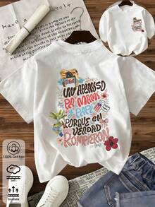 Top Oversize Primavera/Estate 2026, 100% Cotone, T-Shirt A Maniche Corte Da Donna, Stampa In Cotone Acho PE-ERAE, Girocollo A Tinta Unita, Morbido E Confortevole, Casual, Streetw - 銀行. - 查看 3