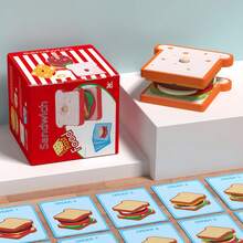 Children's Wooden Hamburger And Sandwich Sorting Stacking Toy, Simulated Food Matching Game, Helps Develop Hand-Eye Coordination And Problem-Solving Skills - Multicolor - View 2