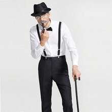 Bộ phụ kiện nam phong cách Tycoon thập niên 1920, 1/8 món, bao gồm mũ Fedora, phù hợp cho tiệc Halloween, biểu diễn và cosplay - Nhiều màu - Xem 3