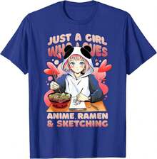 Anime Ramen And Drawing, Just A Girl Who Loves Anime Ramen - T-Shirt - Blue - View 1