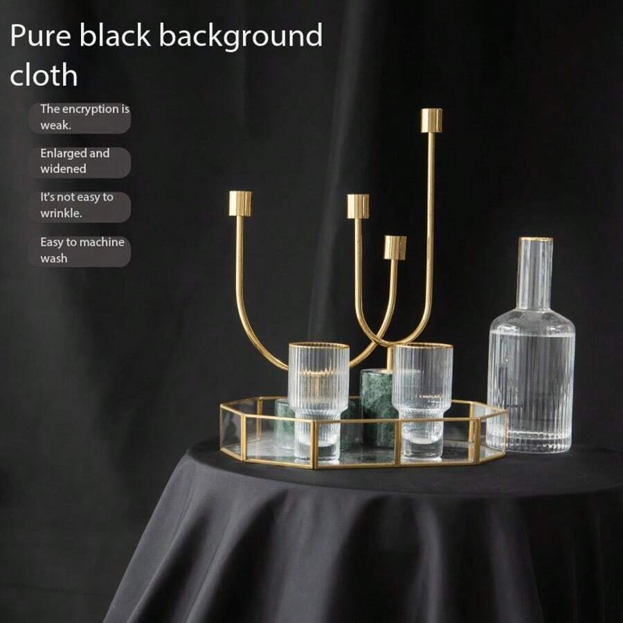 1 tấm vải phông nền màu đen tuyền, không nhăn, làm từ sợi polyester, kích thước 1.18 x 0.59 inch, thích hợp cho chụp ảnh, tiệc tùng và phát sóng trực tiếp, làm phông nền chụp ảnh, đám cưới, tiệc sinh nhật và các dịp khác. - đen - Xem 1