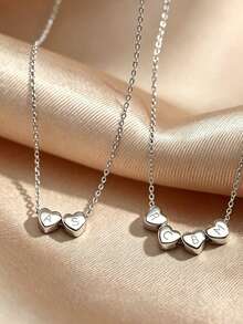 Dây chuyền và vòng tay mặt dây chuyền hình trái tim 3D, Dây chuyền và vòng tay chữ cái vàng tùy chỉnh, Dây chuyền và vòng tay gia đình, Dây chuyền tối giản, Dây chuyền nữ, Quà tặng Ngày của Mẹ - Dây chuyền hình trái tim - Xem 2