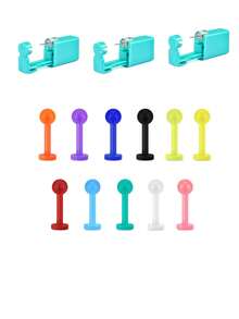 7pcs Stainless Steel Piercing Kit, Includes 12G/14G/18G Needles, Suitable For Navel, Lip, Nose, Eyebrow, Ear Piercing, With Nose Stud, Navel Ring, Lip Ring And Nose Septum Ring - Multicolor - View 11