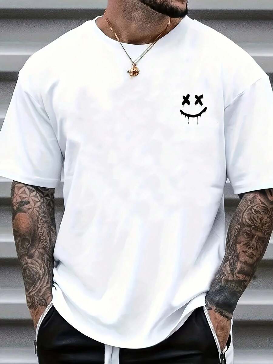 Camiseta de Hombre con Estampado Moderno y Hombros Rectos - Blanco - Ver 1