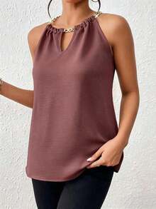 Blusa de estilo empresarial casual y digno de estilo vintage 2 en 1 para el regreso a clases - Óxido marrón - Ver 4