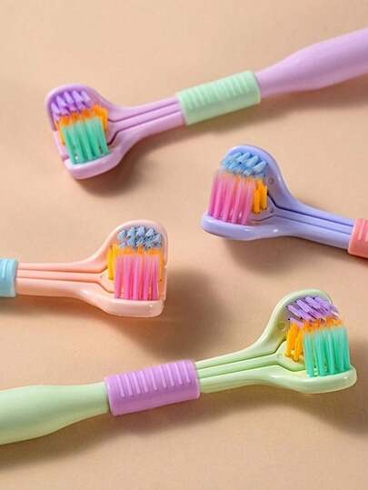 1/3/5pcs, Gentle Care Three-Sided Toothbrush - Ultra-Soft Nylon Bristles, Suitable For Sensitive Teeth And Gums, V-Shaped Design For Deep Cleaning, 58-Degree Angle Design To Easily Reach Hard-To-Clean Areas, Ideal For Daily Home Oral Care, Protects Sensitive Teeth | Ergonomic Handle | Comfortable Grip