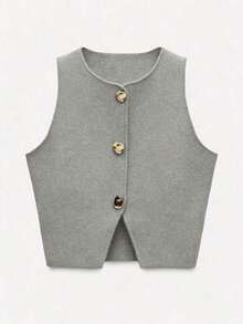 Nuevo top sin mangas de verano de estilo libre para mujeres, elegante y único de alta gama, romántico, de negocios casuales, para vacaciones, graduación o Día de la Independencia.El tamaño es pequeño, se sugiere pedir una talla talla grande grande. - Gris - Ver 7