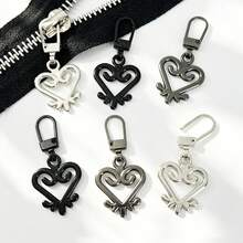 8pcs/5pcs Heart Shaped Metal Zipper Pulls, Detachable Zipper Sliders, Small Hole Replaceable Zipper Pendant, Suitable For Clothes, Luggage, Bags - 5PCS Gray Black - View 6