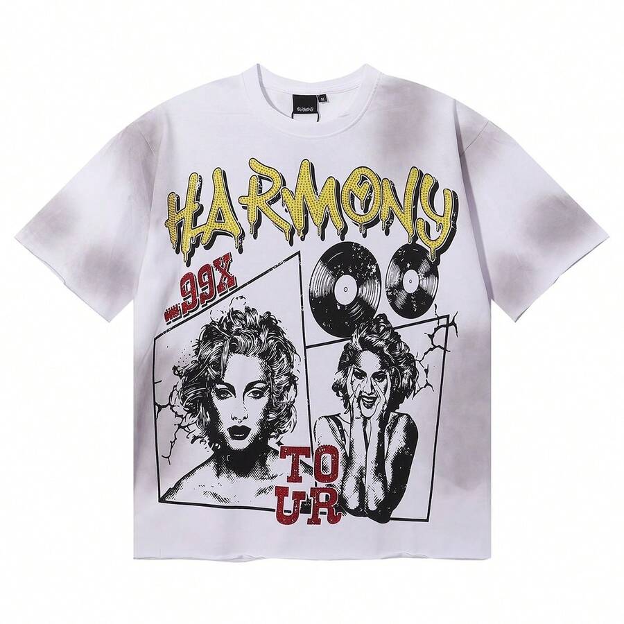 Custom-Made HARMONY Foreign Trade T-Shirts With Printed Designs, Minimum Order Of One Piece, Unisex Short-Sleeved T-Shirts From A Fashion Brand In Pure Cotton. - 黑色 - 查看 1
