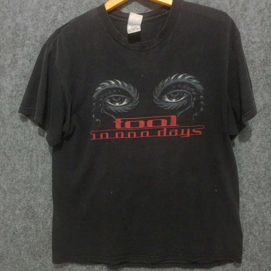 Vintage Tool 10,000 Days USA Tour Y2K Shirt Band T1EE Vintage Shirt For Women Shirt 100% Cotton Unisex T-Shirt - Premium Casual Comfortable Fit T-Shirt - 黑色 - 查看 1