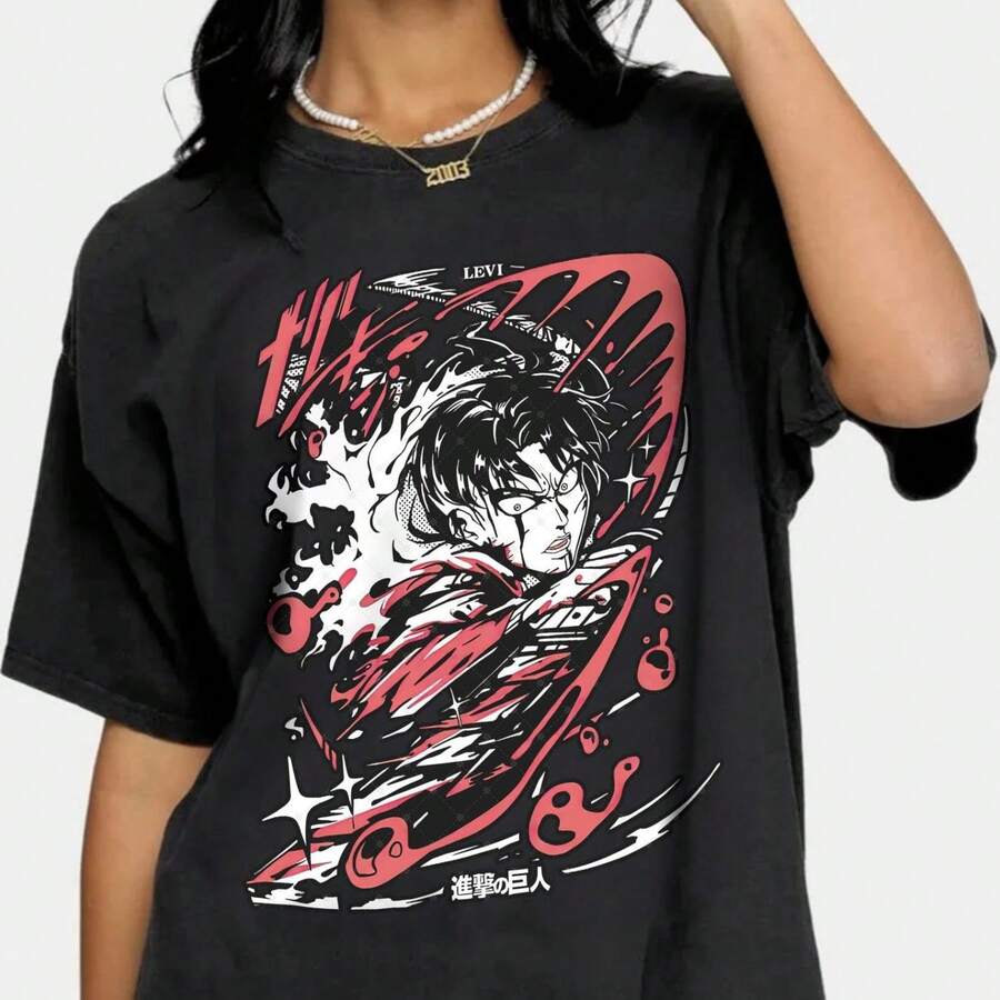 Graphic Anime T1EEs, Fashion Anime T1EE, Anime Vintage Special UniS1ex Tshirt, Anime Manga Sweatshirt, Anime Shirt, Anime Lovers Shirt, Manga Shirt - 黑色 - 查看 1