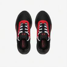 Under Armour Charged 男子緩震防滑運動訓練跑步鞋 - 黑色/紅色 - 查看 5