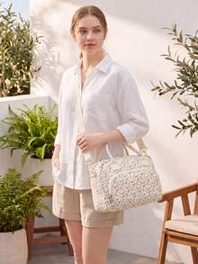 1Piece Portable Lunch Bag Large Reusable Insulated Lunch Box Bento Pouch Dinner Insulation Bag Student Thickened Cute Lunch Fruit Bag Pink Strawberry Stripe Leopard Print Small Floral Bag For School School Accessories School Stuff - 紅碎花 - 查看 8
