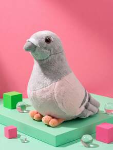 Muñeco de peluche realista de paloma, animal de peluche suave de paloma gris, muñeco de peluche de ave adorable y realista, decoración de escritorio cómoda, compañero de peluche esponjoso de ave, regalo de decoración del hogar único para amantes de las aves - Multicolor - Ver 1
