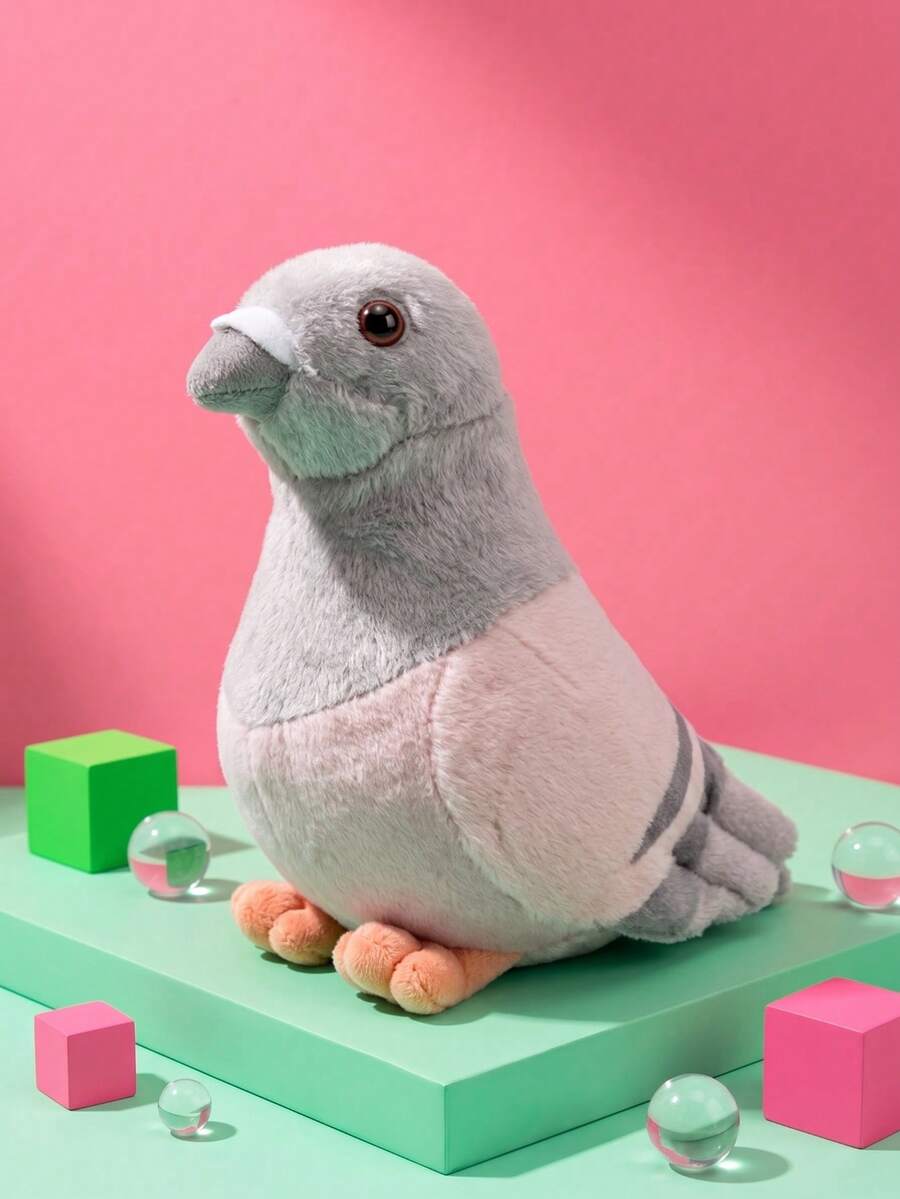 Muñeco de peluche realista de paloma, animal de peluche suave de paloma gris, muñeco de peluche de ave adorable y realista, decoración de escritorio cómoda, compañero de peluche esponjoso de ave, regalo de decoración del hogar único para amantes de las aves - Multicolor - Ver 1