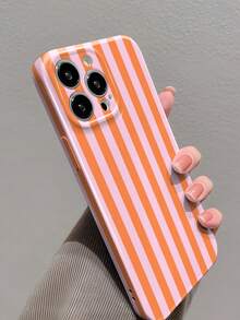 1pc Minimalist Cute Striped Hollow Glossy Hard Phone Case Compatible With IPhone 17 Pro Max/17 Pro/17e/16e/16 Pro Max/16 Pro/15 Pro/14 Pro/13 Pro/12 Pro/11/XR/XS/7/8, Galaxy S26Ultra/S26+/S26/S25Ultra/S24Ultra/S23Ultra/S22Ultra/A73/A55/A53/A35/A34 - Multicolor - View 3