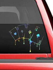 1pc 7-Color Laser Holographic Card, 15.6cm*12.7cm PVC, Universal Car Exterior Sticker - A - View 3