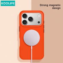 Koolife 1件裝 橘色磁吸 TPU 手機殼，極簡霧面防滑格紋紋理，防震保護殼，適用於 iPhone 18 Pro/18 Pro Max/17/17 Pro/17 Pro Max/16/15/14/13 - 橘色 - 查看 4