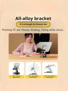 1pc 360° Rotating Metal Mini Phone Holder, Foldable Desktop Phone Stand, Suitable For All Smartphones, Ideal Office Accessory, Compatible With IPhone & Android, Great Gift For Birthday, Family, Friends - Multicolor - View 4